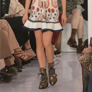 CHLOE RYLEE MEDIUM BOOTS HARVEST GOLD LACE-UP W/BUCKLES AND CUBAN HEEL EU 38.5